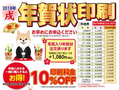 年賀状印刷の販売開始